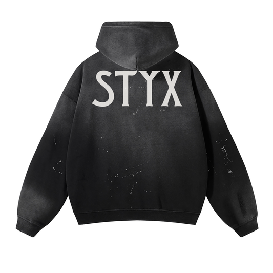 STYX Vintage Wash Frayed Fleece Hoodie - 360 GSM
