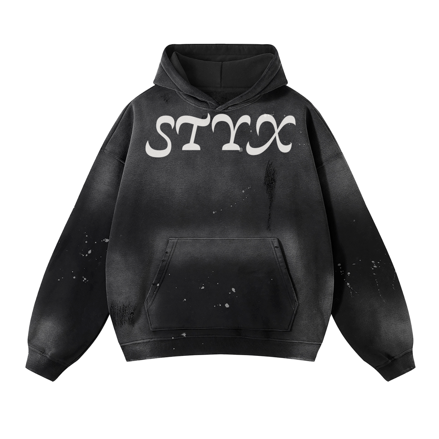 STYX Vintage Wash Frayed Fleece Hoodie - 360 GSM