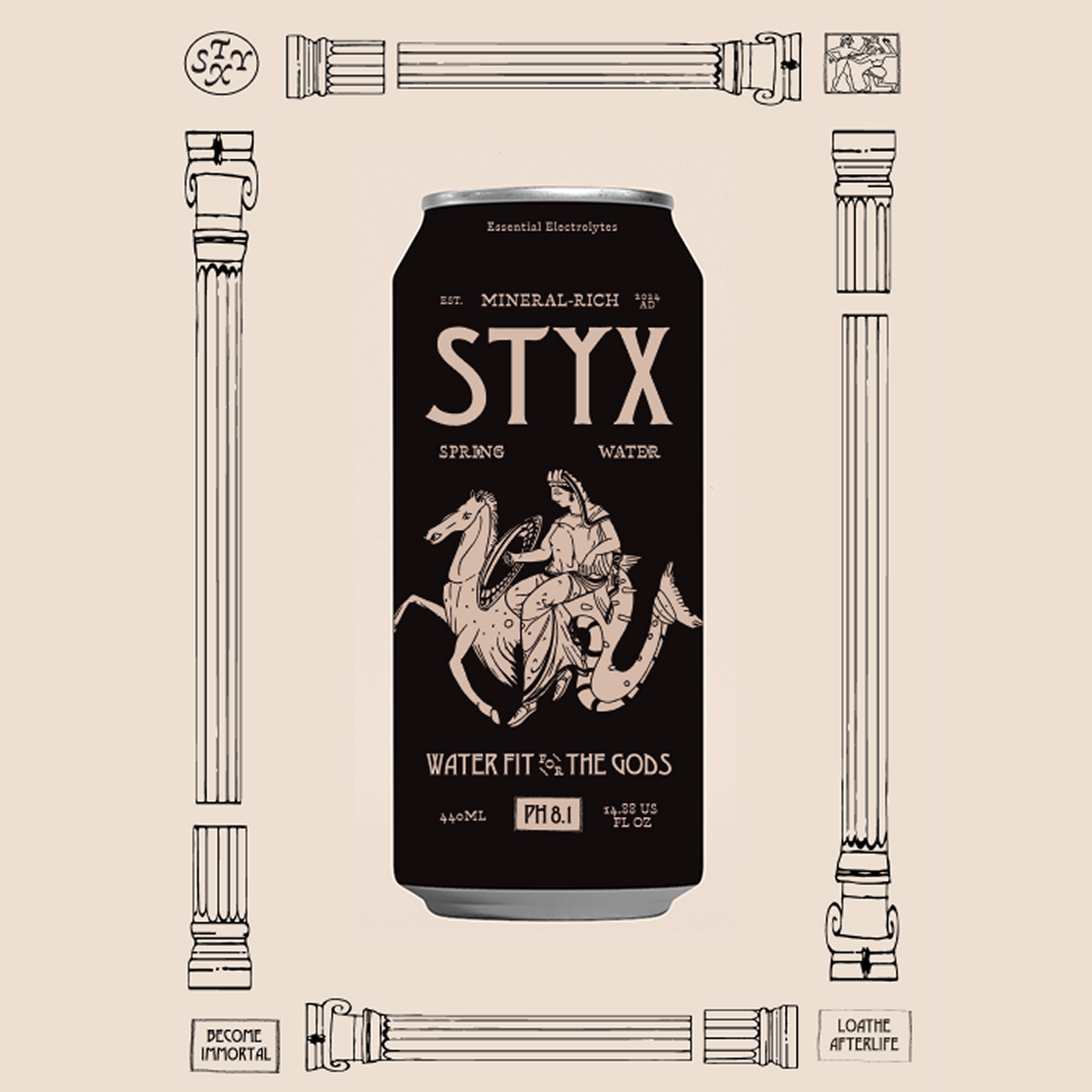 STYX™ SPARKLING Spring Water (24x440mL) | AVAILABLE